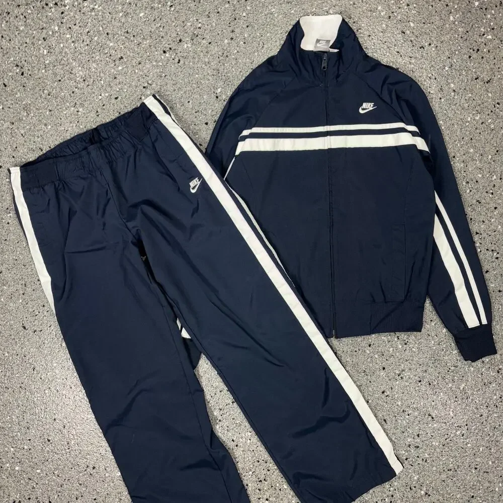 Vintage Y2k Nike Navy Blue 2pc Windbreaker Track Suit